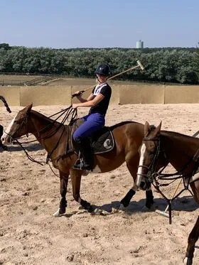 De rolige heste elsker at spille Polo. Man har lavet forsøg med at omskole væddeløbsheste til poloheste, så de får en ny karriere og chance i livet. Det er ikke hver gang det lykkes, men når det gør, er det rigtig fedt, fortæller Christian Green. Foto: Malgré Tout