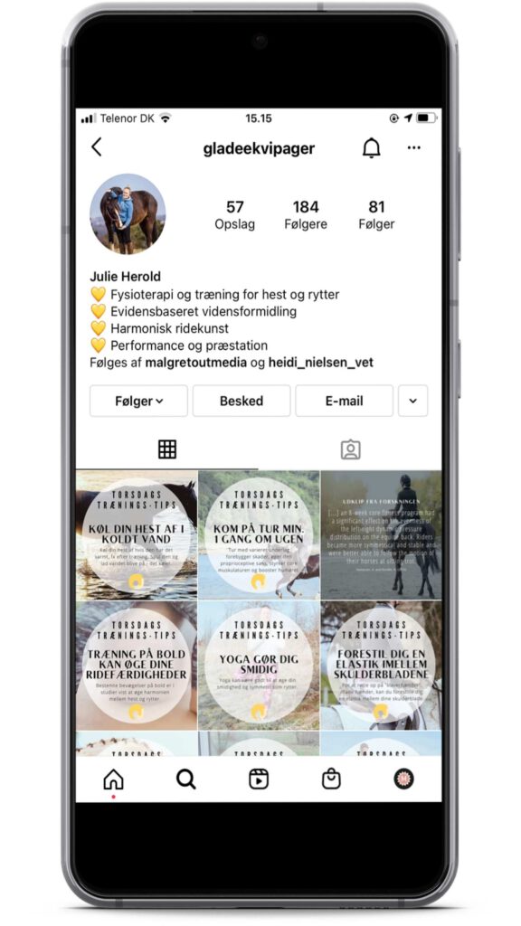 Glade Ekvipager er en instagrammer med holistisk syn på heste