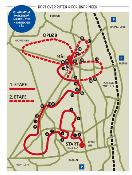 kort over ruten til årets hubertusjagt. grafik spr.