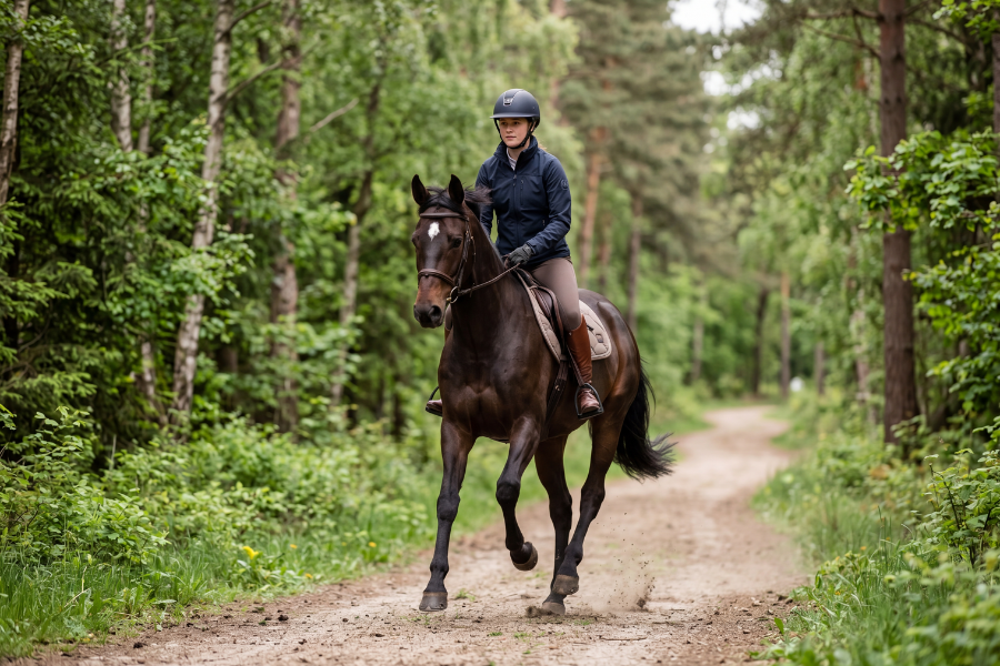 Hest galopere i skoven